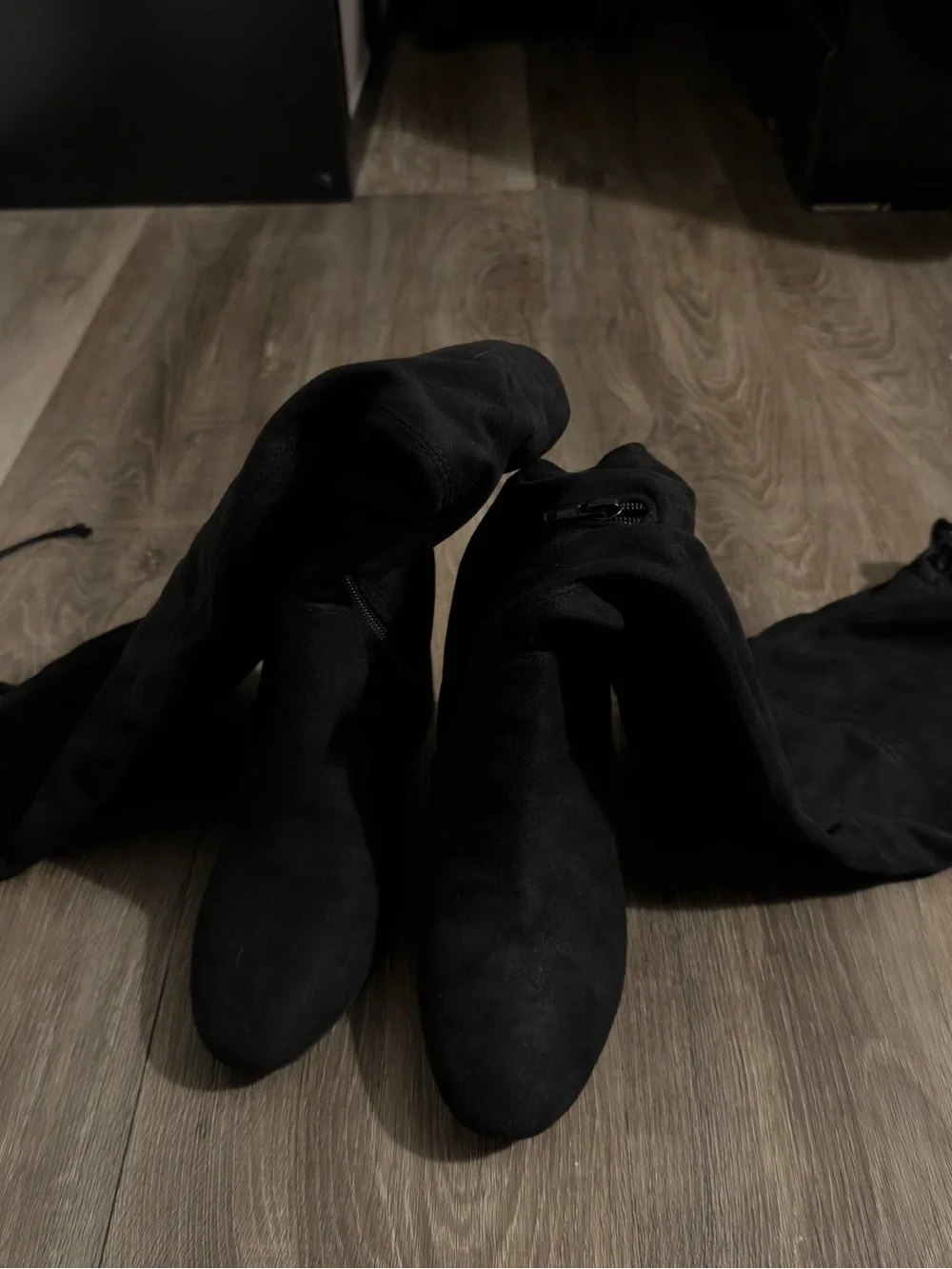 Black Over-the-Knee Block Heel Boots